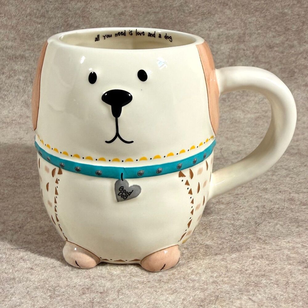 Natural Life good dog figural coffee tea mug cup ceramic dishwasher safe 16oz